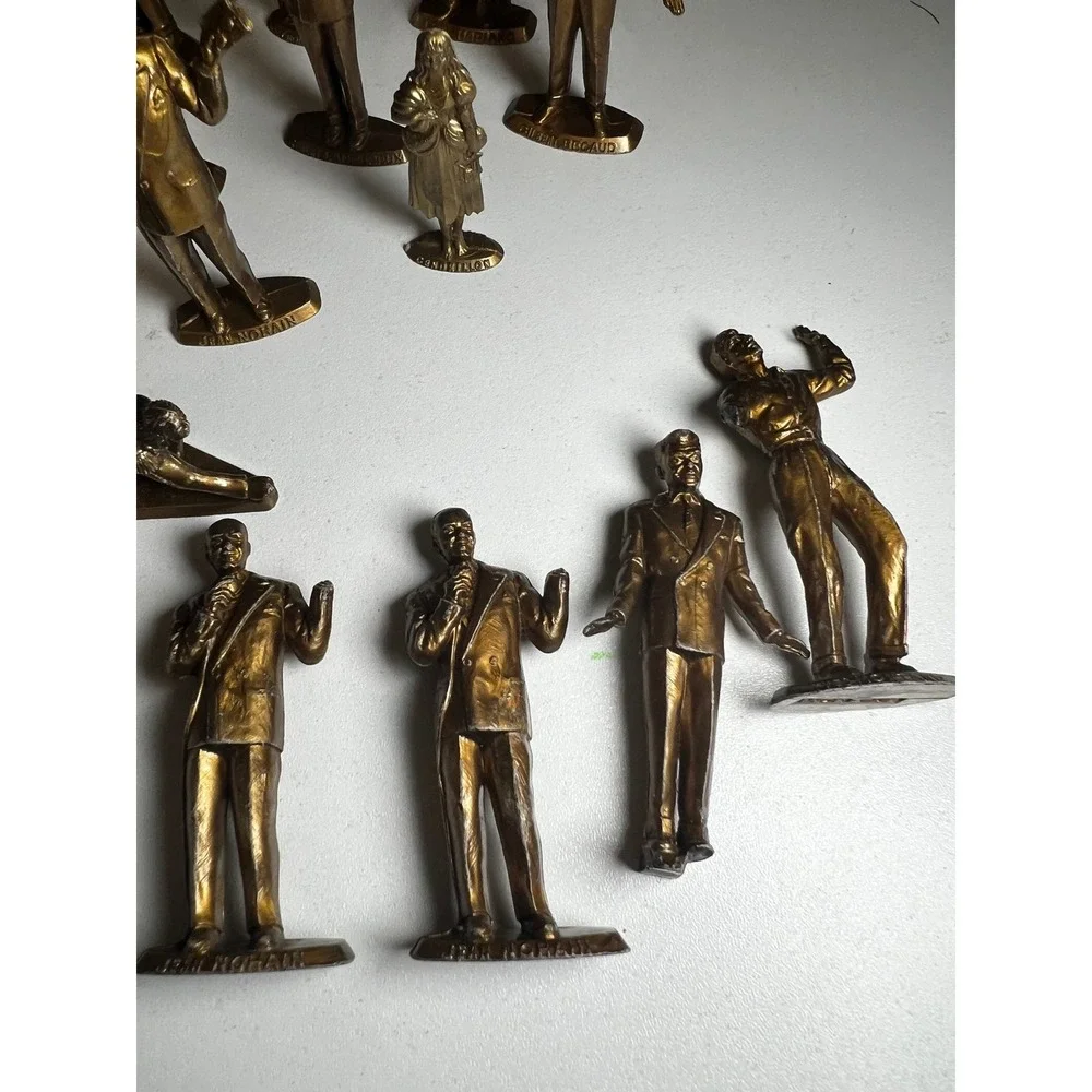 Vintage Mokalux Les Grandes Vedettes Lot 28 Gold French Celebrity Figures 1950s